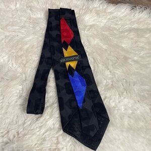 BUGATTI Italian Silk Mens Colorful Tie Art To Wear Artsy Unique Career Black